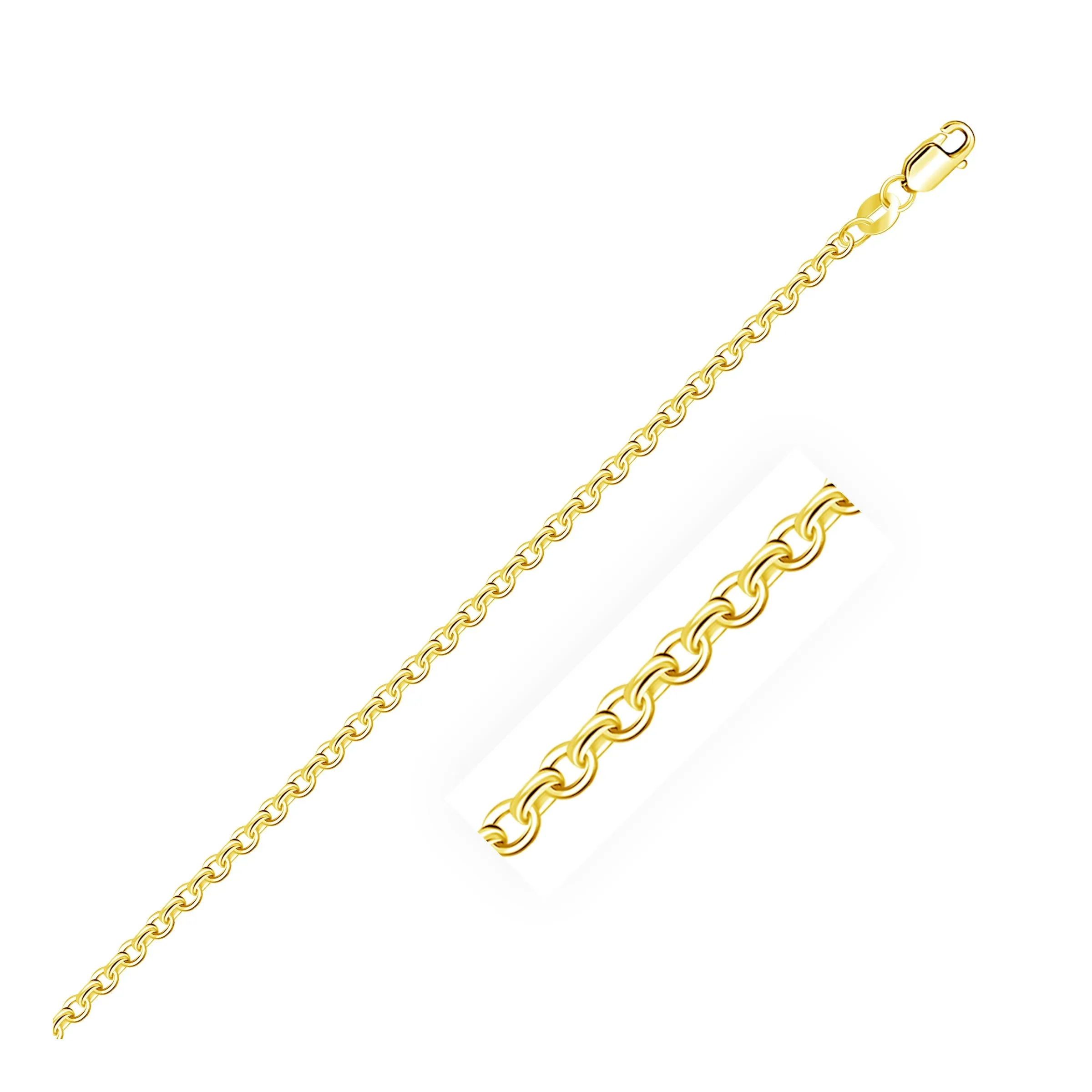 2.3mm 14k Yellow Gold Diamond Cut Cable Link Chain-rx93938-24
