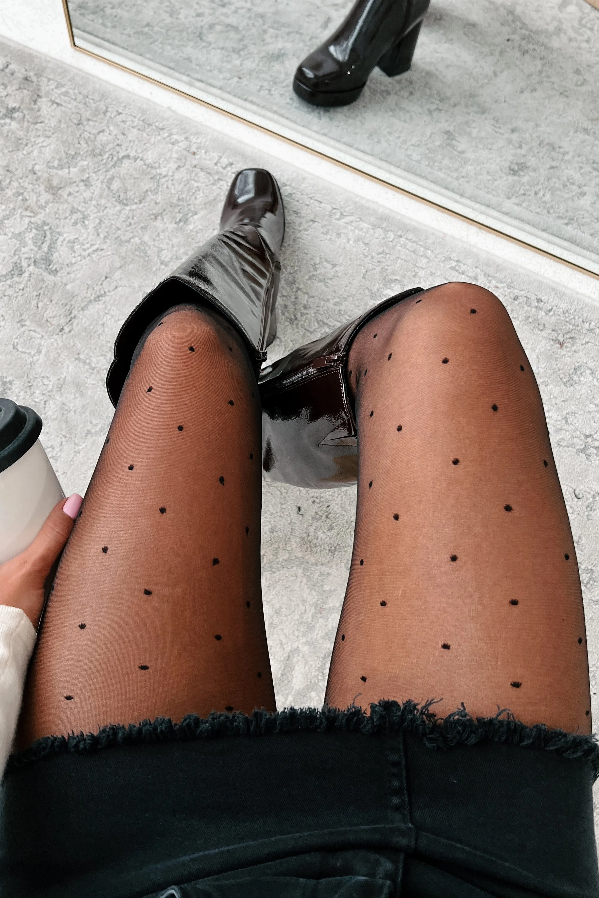 Connecting The Dots Polka Dot Tights (Black)