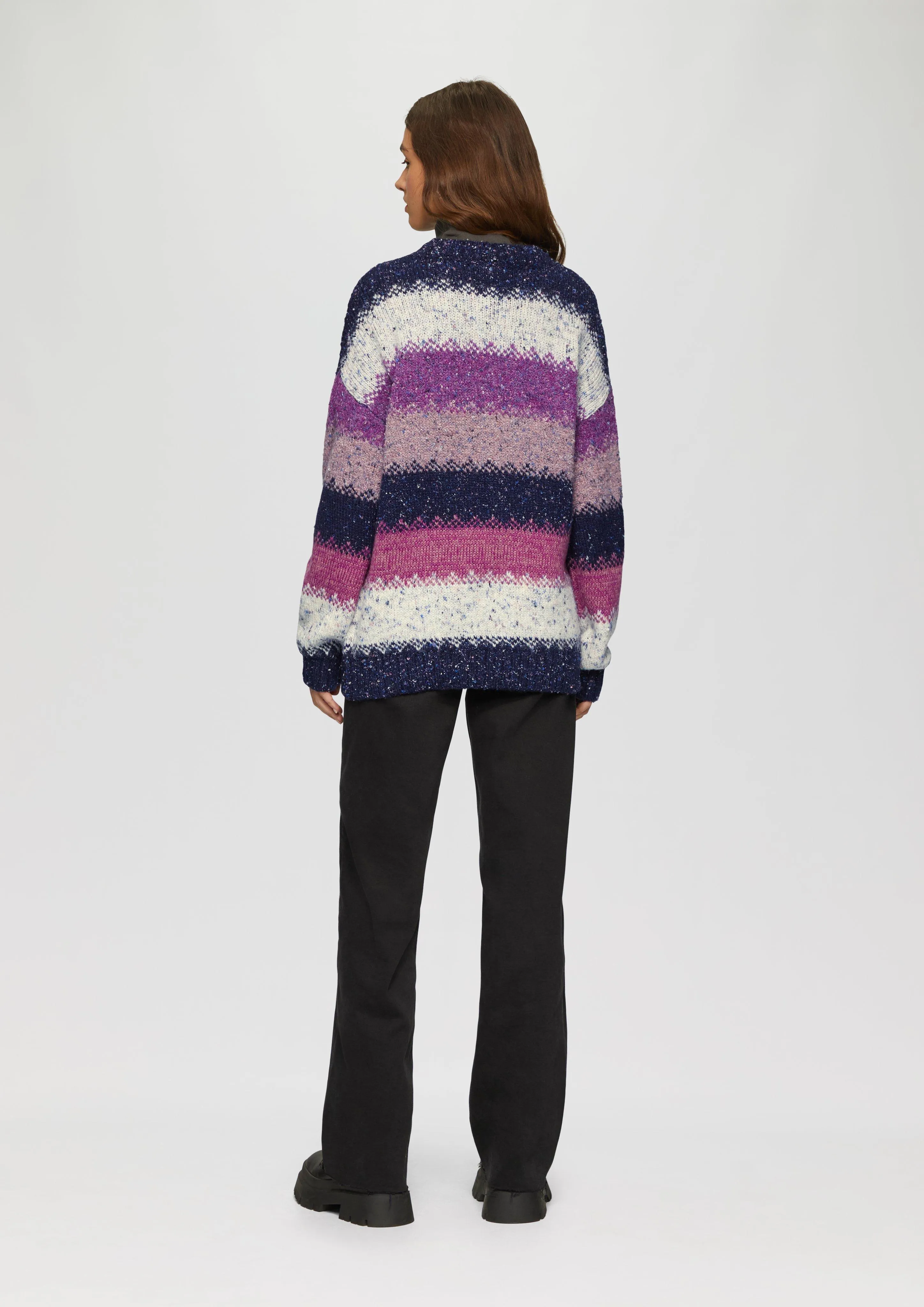 Oversized jumper with a multi-coloured striped pattern