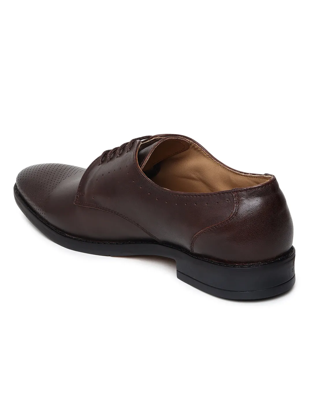Teakwood Genuine Leather Brown Derby Formal Shoes